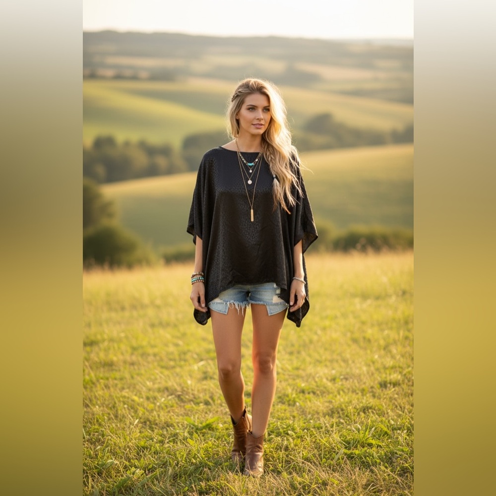 ANDREE BY UNIT Black Textured Top